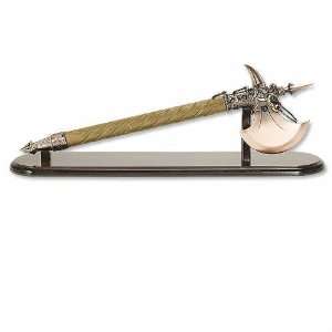  Asian Battle Axe with Classic Bronze Finish and Display 