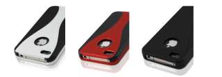 NEW 3 PIECE HARD CASE COVER FOR APPLE IPHONE 4G 4GS BLACK / RED 