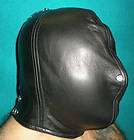 Black Eyeless, Mouthless Leather Hood, Stage Mask, Genuine Cowhide 