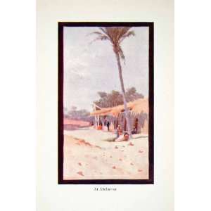  1908 Color Print Abchaway Egypt Africa Sand Desert Palm Tree 