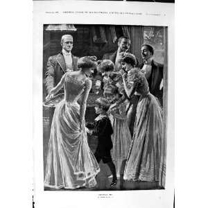  1900 Lucien Davis Antique Print Christmas Day Scene Family 