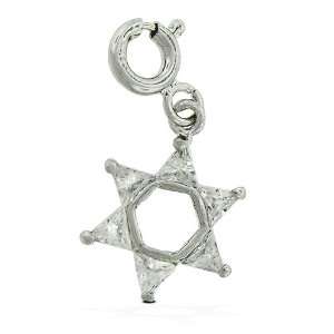 Bling Jewelry Sterling Silver CZ Dangling Charm Clips   Star of David