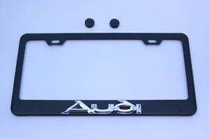 Chrome Audi 3D Black Steel License Plate Frame  