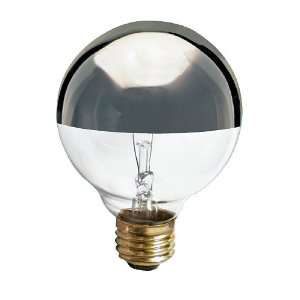   Medium Base 25 Watt G25 Light Bulb, Silver Crown