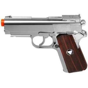 TSD Metal M1911 CO2 Pistol, Chrome w/ Wood Grip airsoft gun  
