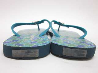 COLE HAAN Blue Green Print Thongs Flip Flops Sandals 8  