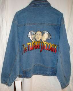 Rare Three Stooges Denim Jacket by Excelled   Licensed  