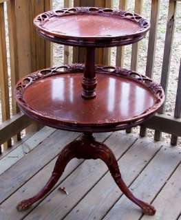Mahogany 2 Tier Dumbwaiter Chippendale Claw Foot  