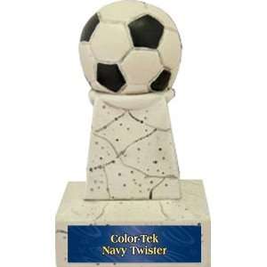 Custom Soccer Stone Like Tower Trophies NAVY COLOR TEK TWISTER PLATE 5 