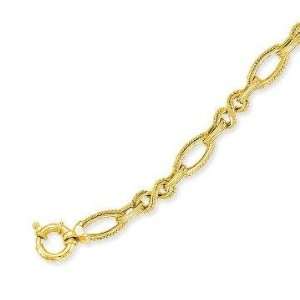    14k Yellow Gold Milgrain Rope Oval Figaro Bracelet Jewelry