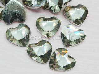50 Heart Rhinestone Prism Cutting 10mm Clear  
