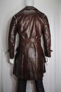   CALIFORNIAN SPORTSWEAR Leather Fitted Trench Coat Jacket 40  