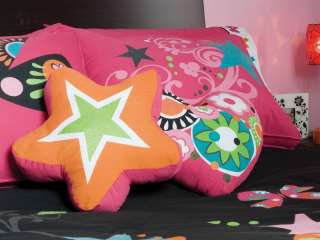 New Girls Nova Black Pink Butterfly Comforter Bedding Set Twin 7 pcs