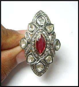   LOOK  1.68ctw ROSE/ANTIQUE CUT DIAMOND & RUBY ANNIVERSARY/PARTY RING
