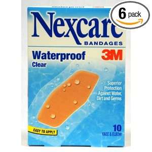  Nexcare 3M Waterproof Bandages, Clear, Knee & Elbow 10 