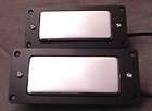 PAIR OF CHROME BASS GUITAR HUMBUCKERS FIDDLE BASS STYLE