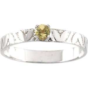  14k White Gold Childrens Peridot Gemstone Ring. Jewelry