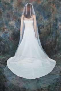 1T Cathedral Diamond White Plain Bridal Wedding Veil  