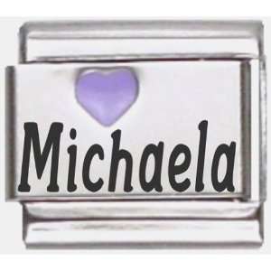    Michaela Purple Heart Laser Name Italian Charm Link Jewelry