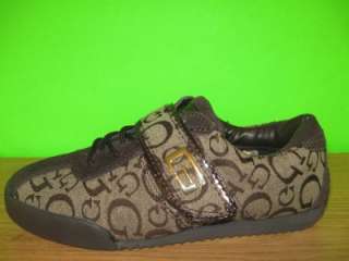 GUESS Brown Gold G Logo Sneakers WGEDLER Trainers Tennis Shoes Womens 