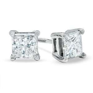   Cut Genuine natural Diamond G SI2 Solitaire Stud Earrings White Gold
