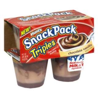 Hunts Snack Pack Pudding Cups, Chocolate Vanilla, 4   3.5 oz cups [14 