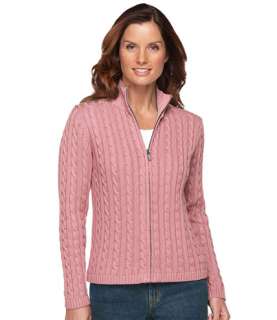 Double L Cotton Sweater, Zip Front Cable Cardigan Cardigans  Free 