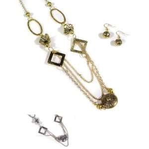 Ladies Chain Necklace Set W/Oval And Diamond Shape Case Pack 12