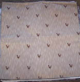 Beige Rooster Print Fabric/Upholstery Fabric Remnant  