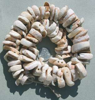 strand of 55 ancient neolithic/paleolithic 2 hole shell beads mali sub 