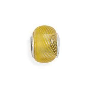  Clear with Yellow Line Design Glass Bead Jewelry