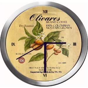  OLIVARES 14 Inch Coffee Metal Clock Quartz Movement 