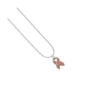  Pink Ribbon with Stitching Ball Chain Charm Necklace 