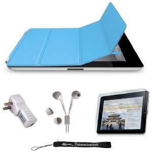 Blue Protective Four Folded Smart Slim Case Cover Adjustable Stand 