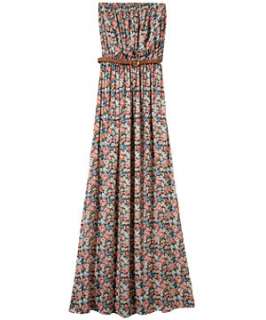 Blue Pattern (Blue) Teens Multicolour Floral Belted Maxi Dress 