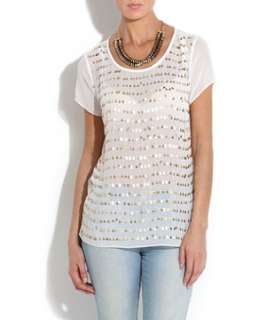   ) Limited White Sheer Coin Embellished Top  245387913  New Look
