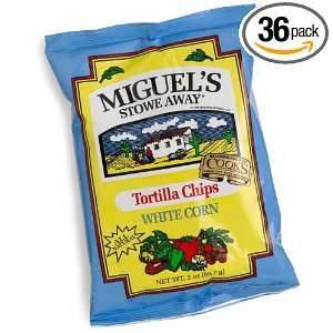 Miguels Stowe Way White Corn Tortiila Chips, 2 Ounce Bags (Pack of 36 