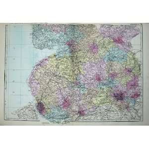  1881 Map Lancashire England Liverpool Manchester Ashton 