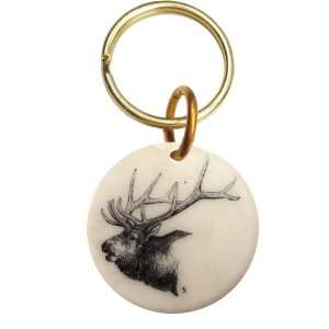  Montana Marble Etched Key Chain Elk
