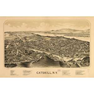  1889 Catskill New York, Birds Eye Map
