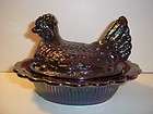   PURPLE AMETHYST CARNIVAL 6.5 HEN ON NEST BASKET COVERED CANDY DISH