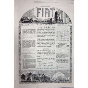  Advertisement 1922 Fiat Motor Car Albemarle London