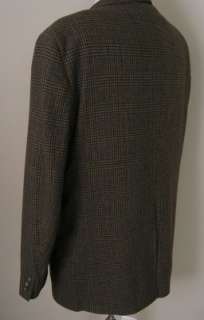 Cricketeer Tweed Sport Coat Brown Houndstooth Plaid Wool 44L Perfect 