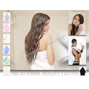  Microfiber Beauty Towel Set   w/Ivory Satin Trim Beauty