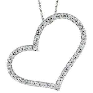   CZ Cut Out Heart Pendant Slide, 1 11/16 in. (43.5 mm) tall Jewelry
