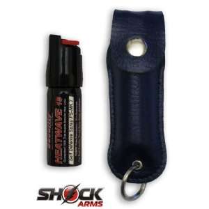 Security Plus Heatwave 15% OC Pepper Spray Key Chain with Blue Leather 