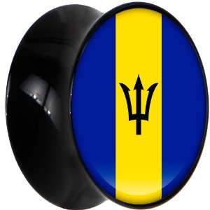  20mm Black Acrylic Barbados Flag Saddle Plug Jewelry