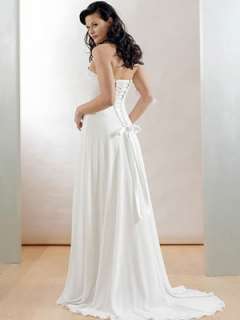   White Ivory Strapless Chiffon Sheath Wedding Dress Size Custom  