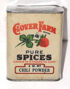 Clover Farm Brand Chili Powder Spice Tin  