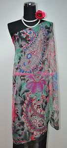 Brand New Linen Like Square Scarf Shawl Paisley Floral  